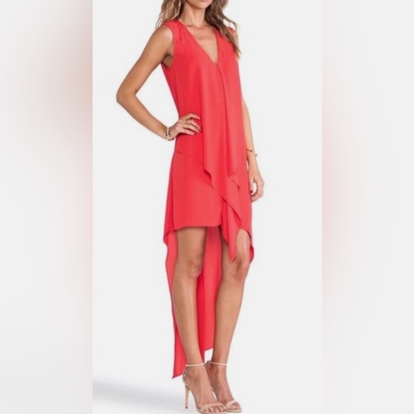 BCBG Max Azria NWT Tara Cascade Ruffle Dress Size XS Ruffle High/Low Dress - Picture 1 of 13